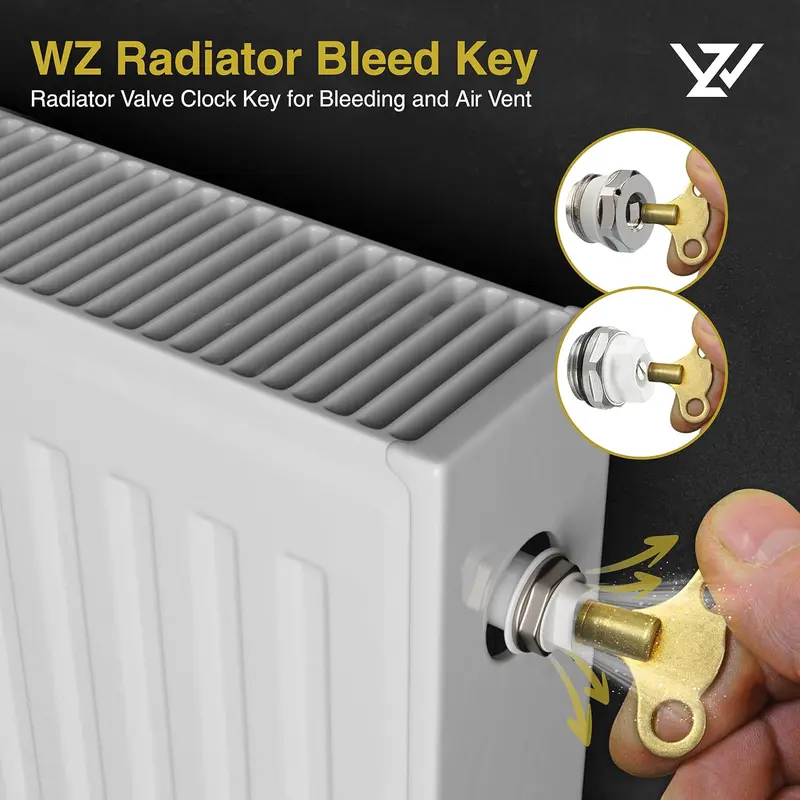 Radiator Valve Clock Key for Bleeding and Air Vent- Made of Solid Brass- Pack of 2 3