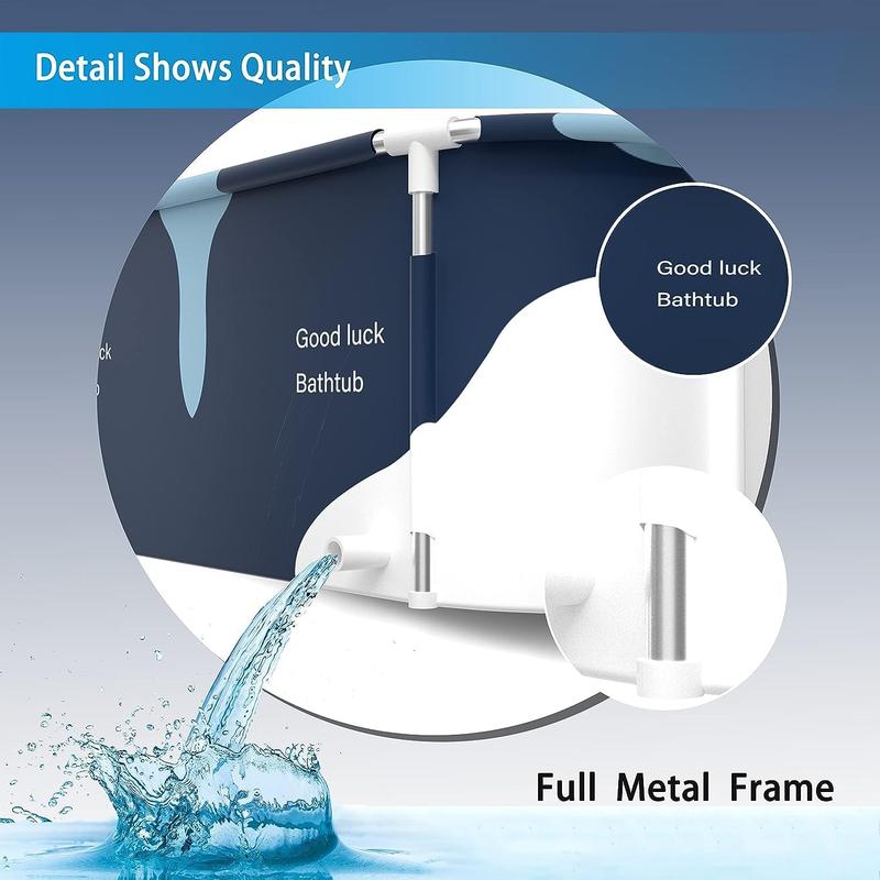 140cm Extra Large Portable Foldable Bathtub with Cover for Adult, Family SPA Soaking Tub for Small Bathroom, Thicken Multiple Layer Bathtub with Lid for Shower Stall  [Plus A Free Gift] 3
