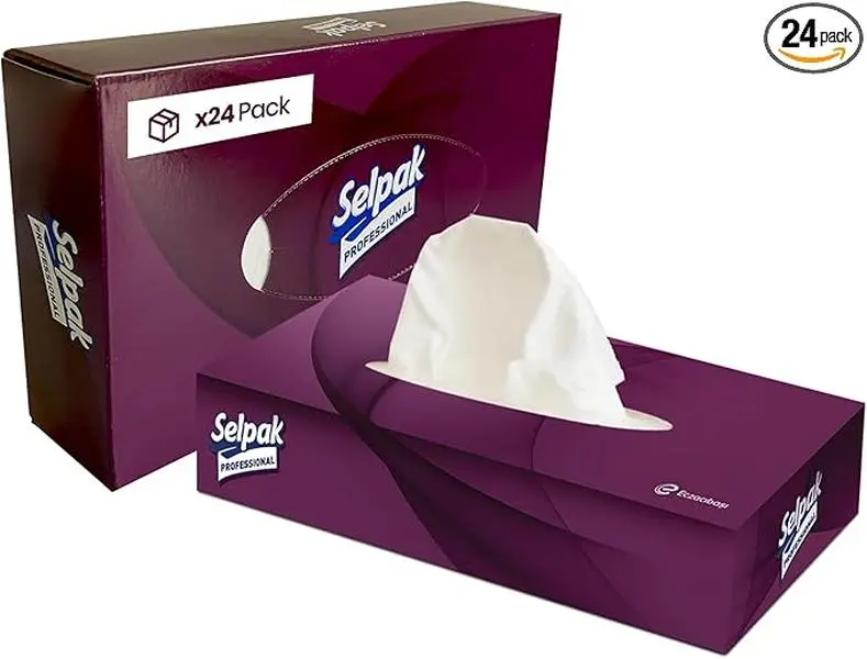 Selpak Facial Tissues Box Multipack - 24 Tissue Box x 80 White, Soft and Absorbent Paper for Daily and Commercial Use - Napkin