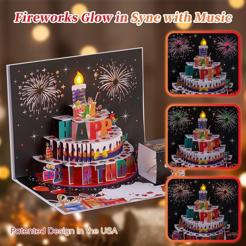 Birthday Popup Greeting Card with Lights, Music, and Candle Gift Bracelet 7