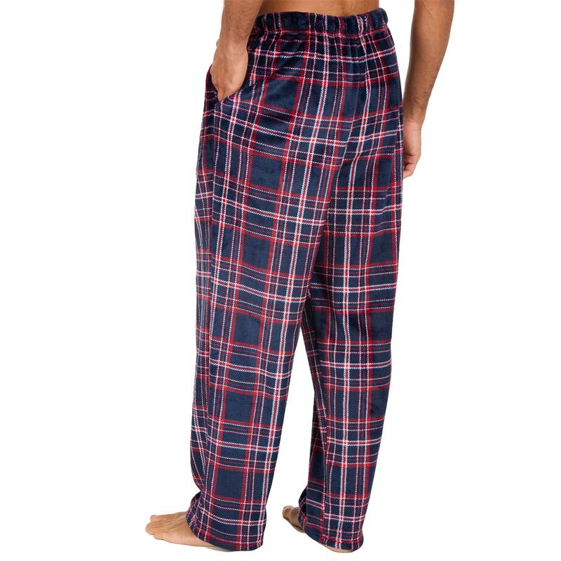 Mens Fleece Lounge Pants Pyjama Bottoms PJs Navy Check Size S-XXL 4