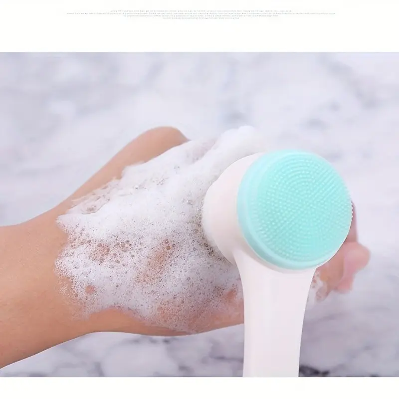 1pc Gentle Silicone Facial Cleansing Brush, Dual-Sided Soft Bristles, Manual Exfoliating Pore Cleaner for All Skin Types, Unscented, Dye-Free Makeup Remover and Blackhead Remover 7