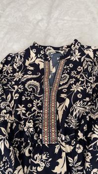 Product Review of Women's Floral Print Embroidered Trim Bishop Sleeve Notch Neck A-line Long Dress, Dresses for Women, Boho Spring & Fall Summer, Maxi Dresses for Vacation, Holiday Dresses, Belleza Fits, Womenswear from u**5 1