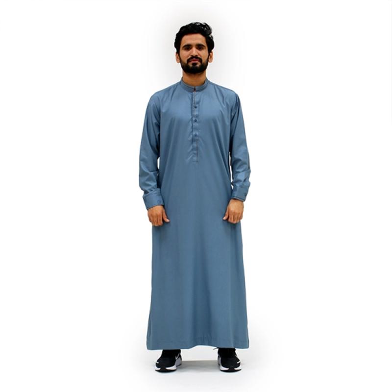 Blue Collared Pattern Thobe ASM 956-03 0
