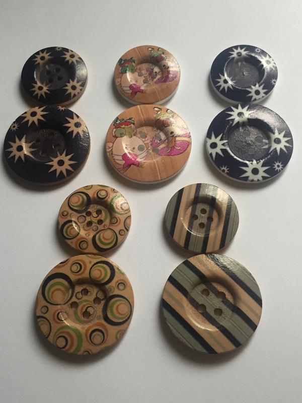 3pcs SMALL LARGE Wooden Buttons Sewing Craft 31mm 38mm wide 4 holes 6