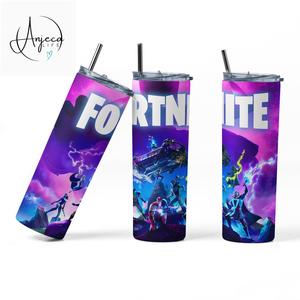 AnjecaLife gaming fan must have Fortnite-Inspired Tumbler with Metal Straw - 700ml Stainless Steel Cup for Gaming Fans tumbler bow  tumbler  bottle glass rose berg bottle Drinkware  for any fortnite fan gift Plastic Mug Portable Bottled easter gift