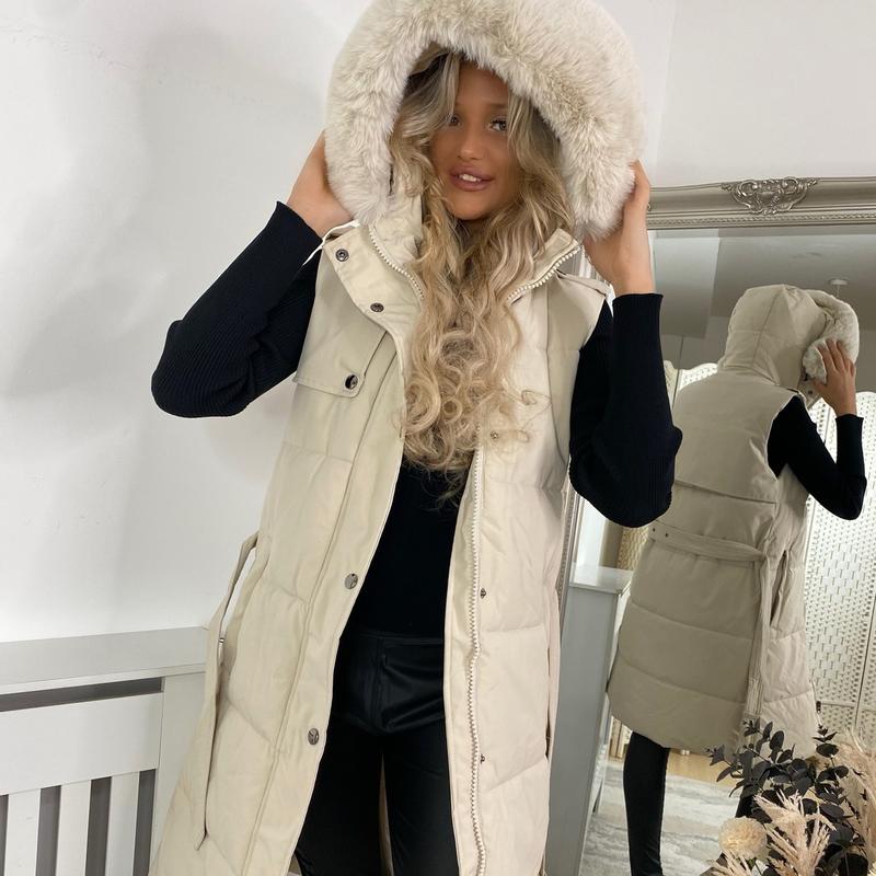 Women's Luxury Faux Fur Padded Belted Gilet by Pippa - Tops, Womenswear autumn jacket 2