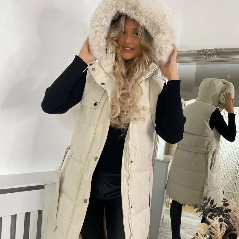 Women's Luxury Faux Fur Padded Belted Gilet by Pippa - Tops, Womenswear autumn jacket 2