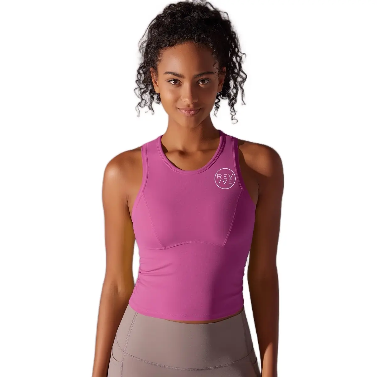 Revive Women’s Gym Tank Tee Sports Bra - Nylon & Spandex Blend fabric for Gym…