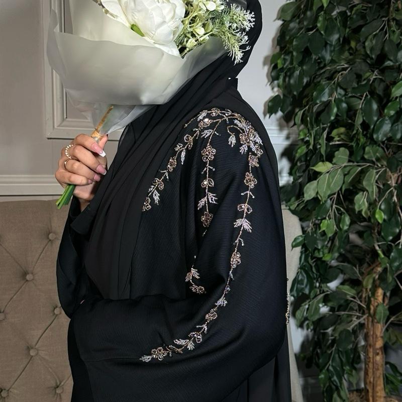 Rida Abaya with Intricate Embellishments - Essential Party Open Abaya luxury 2