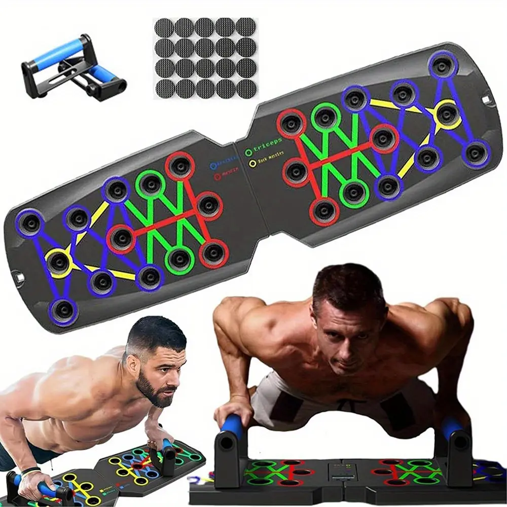 Multi-Functional Push-Up Board System - Durable ABS, Non-Slip Grips & Tension Rope Included for Full Body Workout, Strength Training & Burning - Ideal for Men & Women, Bodyweight Exercises|Foldable Fitness Board|Non-Slip Grip Design