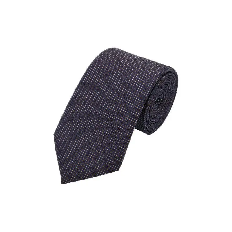 Dark indigo and bronze-toned micro patterned polka dot tie