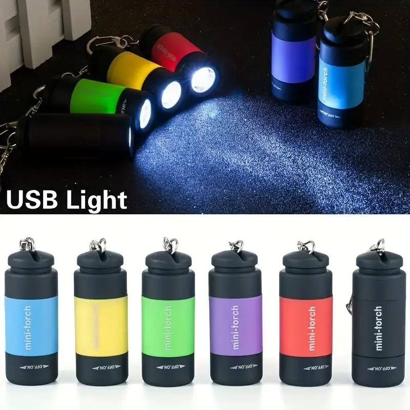 USB Rechargeable Portable Flashlight Keychain Mini Torch Camping Ultra Bright Lamp Outdoor Supplies 2