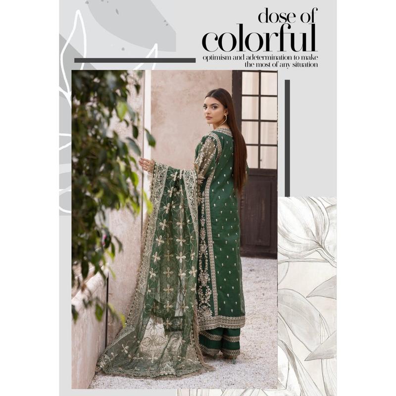 ‘Nureh Inspired’ | Embroidered Net Readymade | SM646 (Green) 1