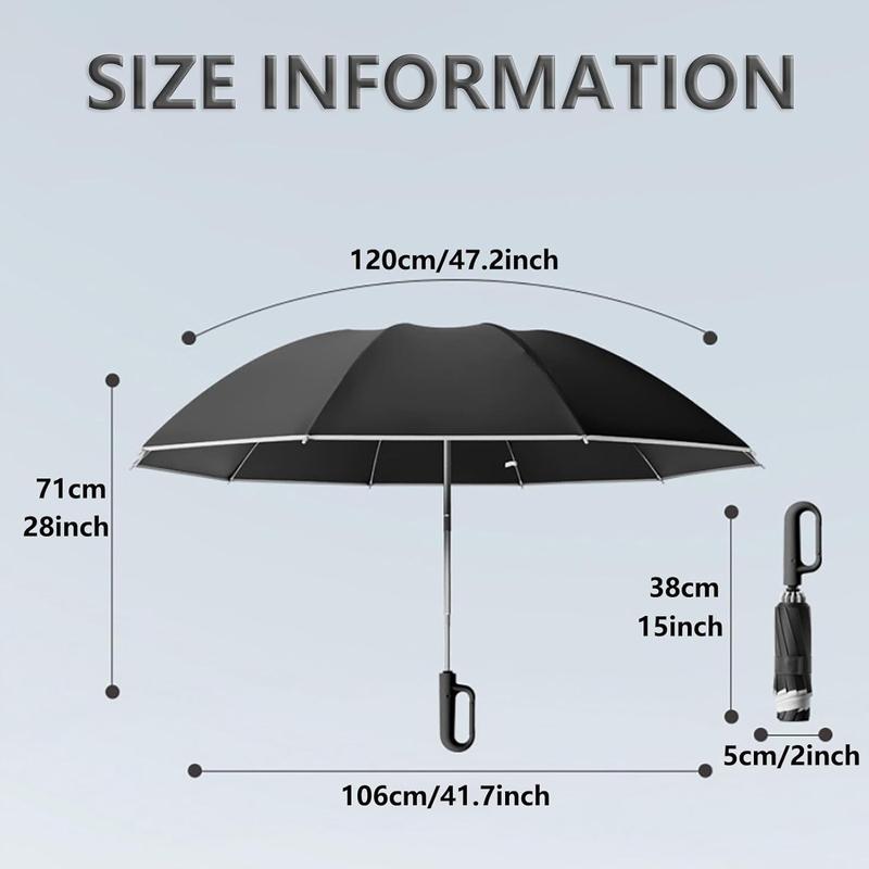 Travel Folding Golf Umbrella 10 Ribs Automatic Open/Close,Lightweight Compact Portable Backpack Car Parasol Outdoor,Sun/Rain,Anti 99 UV Protection UPF 50,Men Women Carabiner Handle Design 9