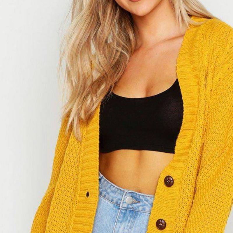 Women's Ladies Chunky Cable Knit Button Cardigan Long Sleeves Grandad Plus Sizes Knitwear Winter Knitted Comfortable Womenswear Soft Baby Cotton Stretchy Tops Basic Longsleeves Sky Underwear sweater  season jacket cardigan  cropped stylish  outerwear 2