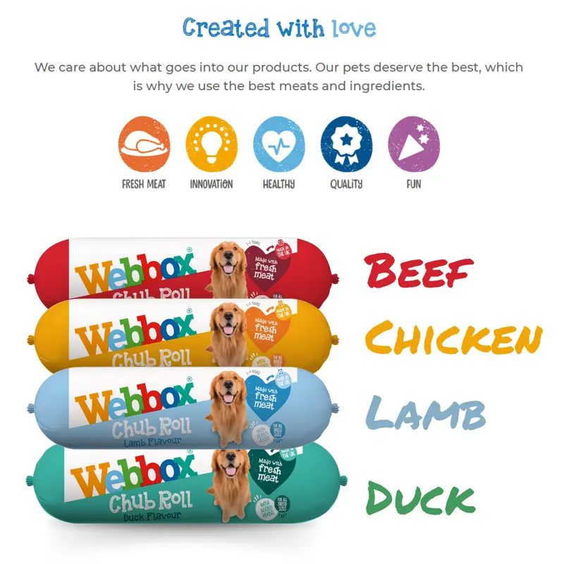 Webbox Chub Variety Dog Food 720g (15 Rolls) - Fresh Meat, Wheat & Grain Free, Complementary Food with Added Herbs - One Week Supply, Made in the UK 2