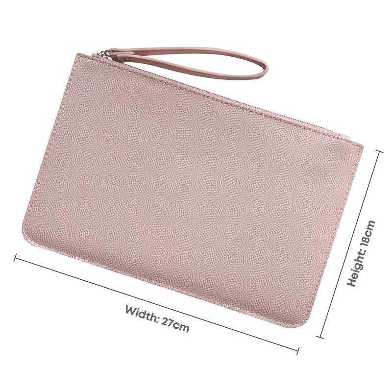 Ladies' Leather Wristlet Purse with Zipper, Small Cosmetics Pouch, Travel wallet, PU Leather pouch available in black, grey, pink, oyster & white 4