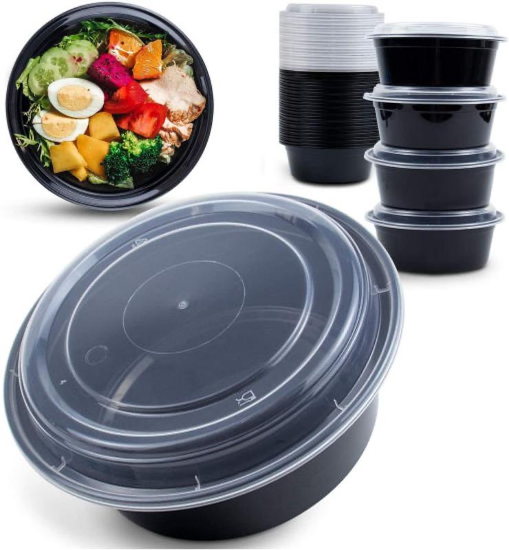 Efforias Round Plastic Meal Prep Containers (10 Pack, 32oz) - Reusable BPA Free Food Containers with Airtight Lids - Microwavable, Freezer and Dishwasher Safe Kitchen Thick Utensils Storage 1
