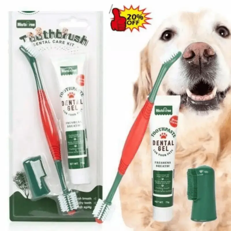 SIYU7-360° Pet Dental Care Kit - Finger Toothbrush & Enzymatic Toothpaste for Cats/Dogs | Plaque Control with Soft Bristles & Vanilla Flavor 1