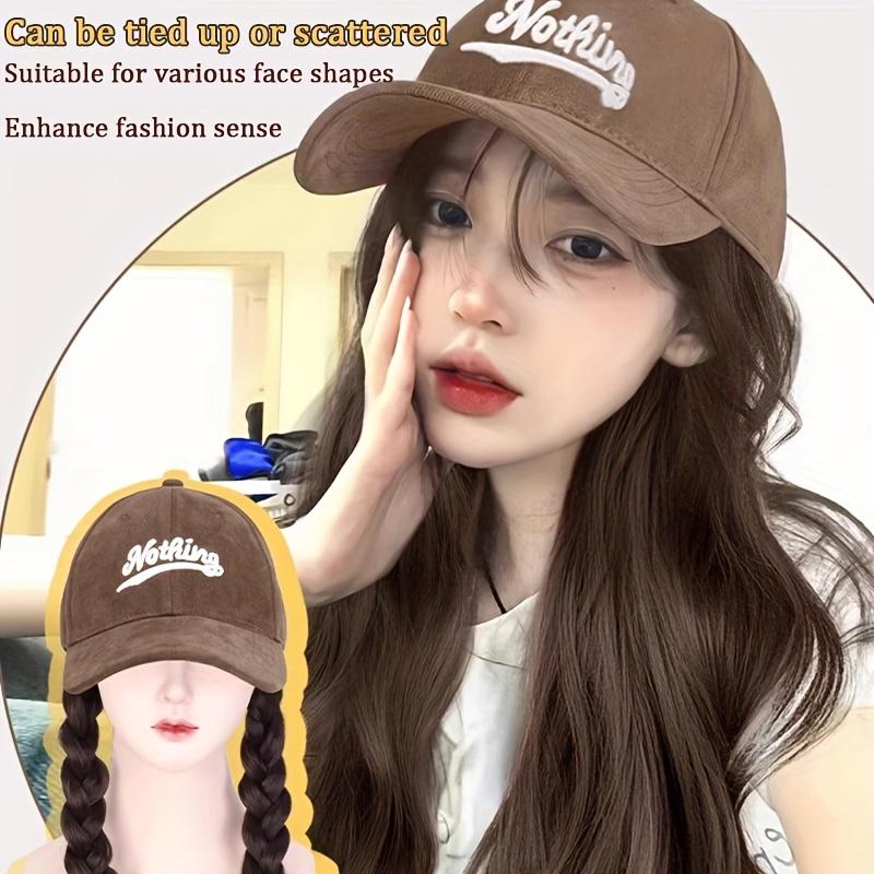 Chic Coffee-Colored Baseball Cap Wig with Body Wave - Synthetic Fiber, Perfect for Halloween & Christmas Parties 0