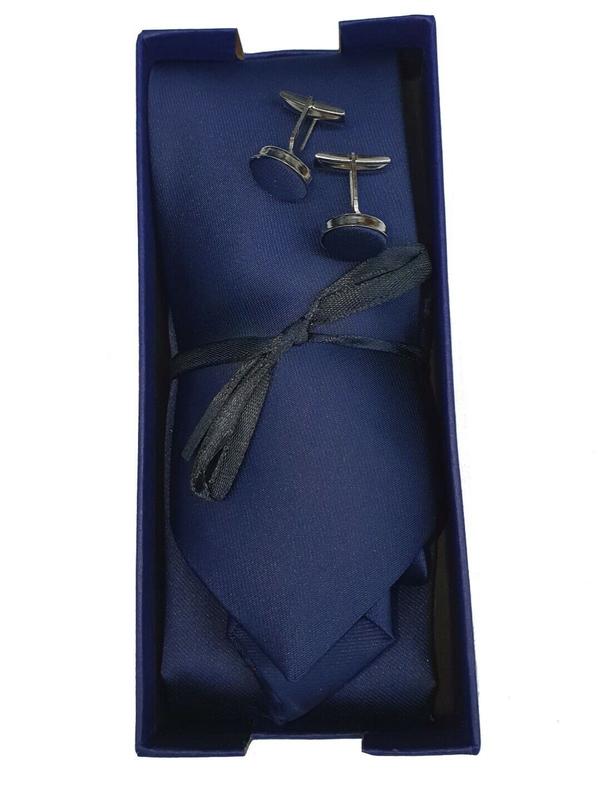 Men's Skinny Tie Classic Satin/Silk Cufflinks Pocket Square Wedding Plain Smart 6