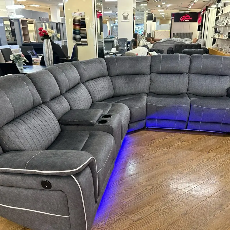 GREY Electric Recliner Corner Sofa with USB Port and Cupholder - Perfect for Relaxing in Your Home