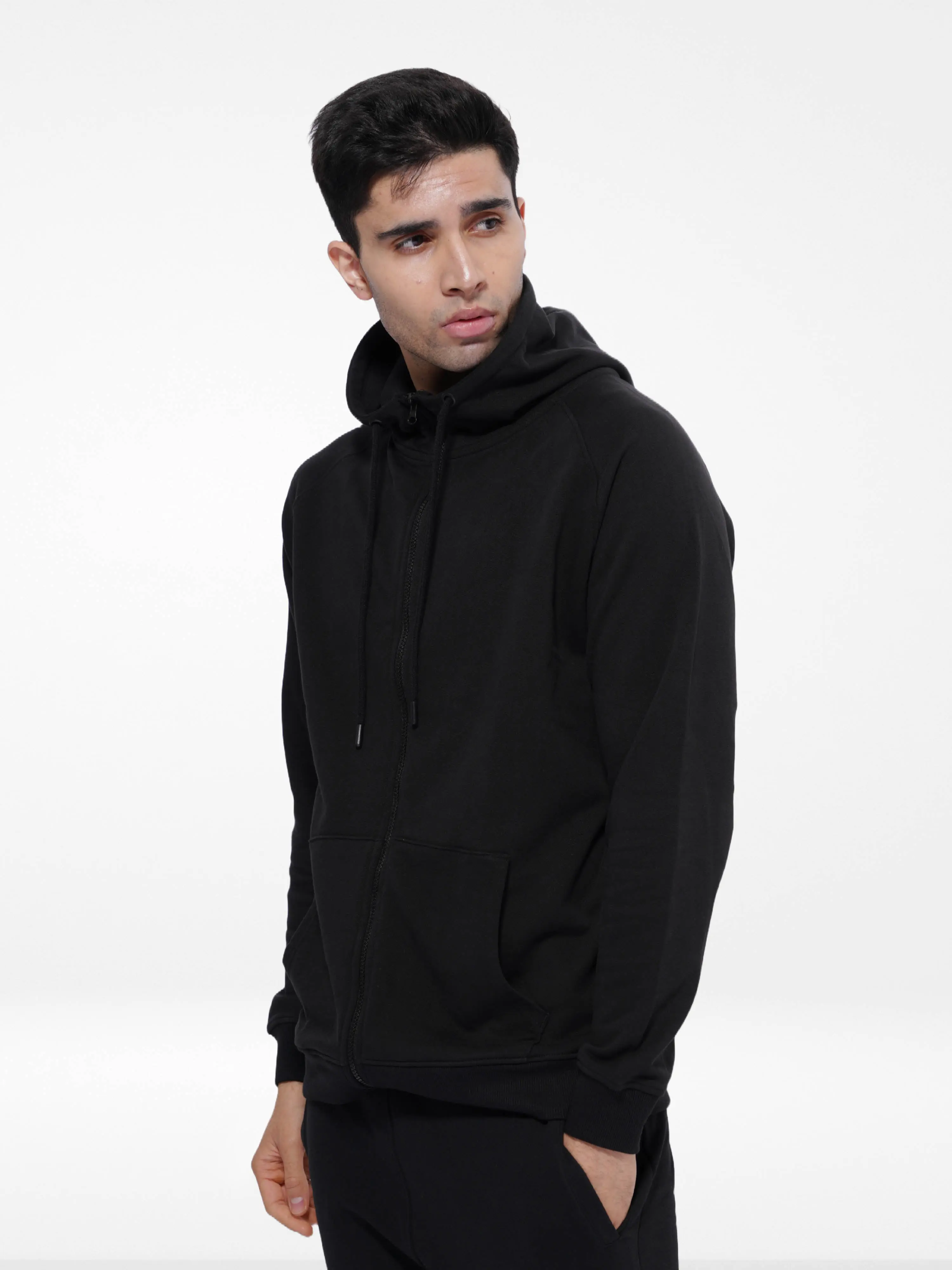 Premium Black Cotton Hoodies for Men Casual Classic Fabric Menswear Breathable Spandex Sweaters Fleece Polyester Tops Underwear Pullover Long Sleeve