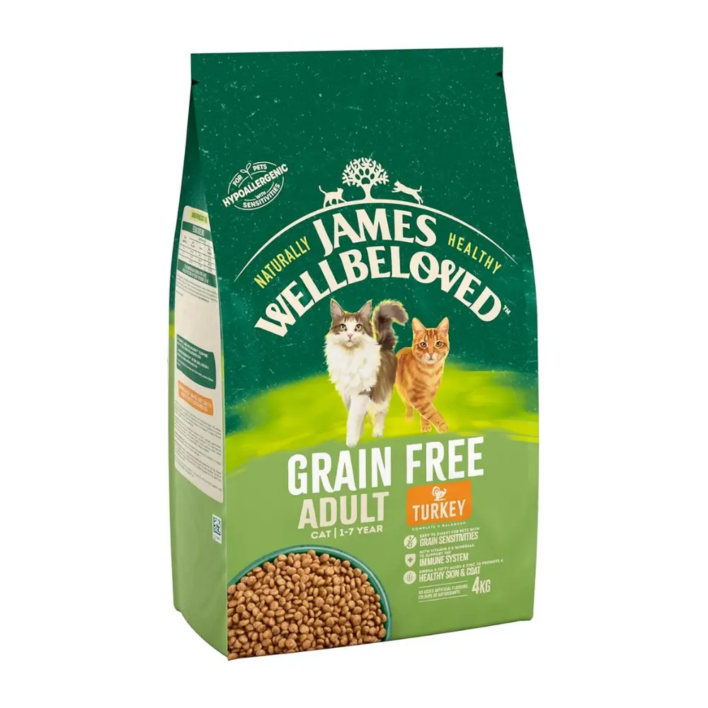 James Wellbeloved Adult Grain-Free Turkey 4 kg Bag, Hypoallergenic Dry Cat Food Best Food For Cats