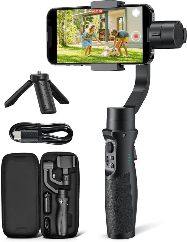 Gimbal Stabilizer for Smartphone, 3-Axis Phone Gimbal for Android & iPhone,Stabilizer for Vlogger Youtube TikTok, Video Recording with Face/Objective Tracking, Max Payload 280g, 360° Infinite Rotation 8