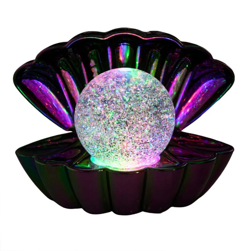 Colour Changing Glitter Sea Shell LED Mood Light USB Night Light Clam Ball 4