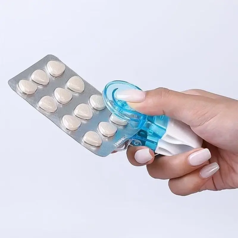 Portable Pill Extractor, 2pcs Mini Pill Extractor with Storage Box Design, Pill Extractor for Elderly, Disabled, Arthritis Hand Weak, Simple Press Pill Extractor