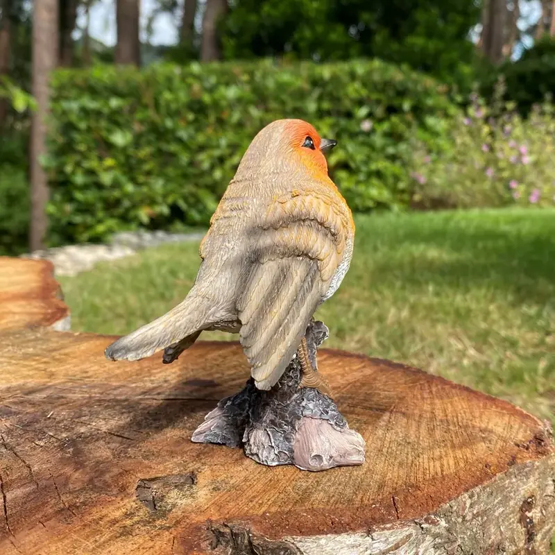 Robin on a Tree Stump Garden Ornament Resin Bird Sculpture Figurine Ornaments Outdoor | Bird Statue Garden Ornaments Outdoor, Resin Accessories, Realistic Garden Statues, Christmas Ornaments Gardening Gifts 3