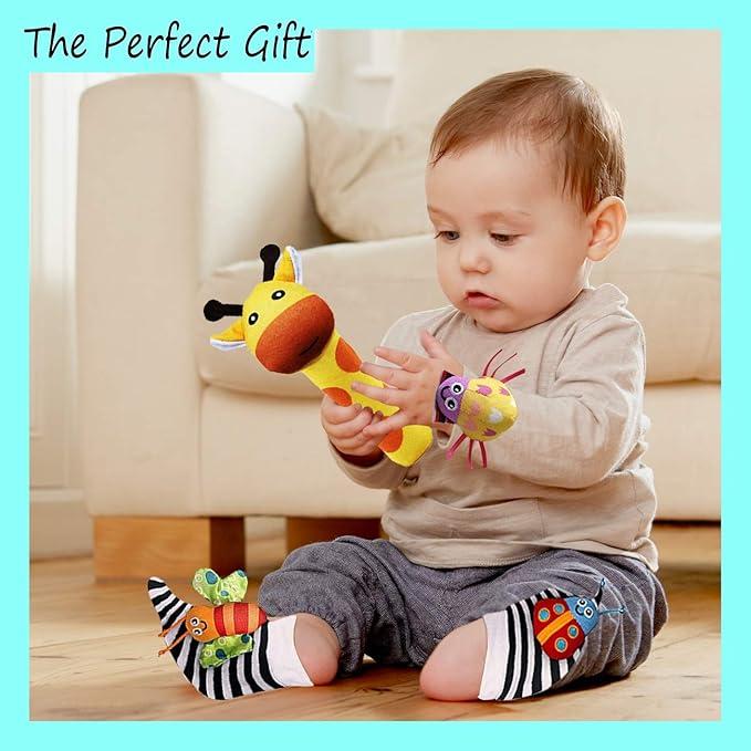 Product Introduction of Foot Finders & Wrist Rattles for Infants Developmental Texture Toys for Babies & Infant Toy Socks & Baby Wrist Rattle - Newborn Toys for Baby Girls Boys - Baby Boy Girl Toys 0-3 3-6 6-9 Months 6
