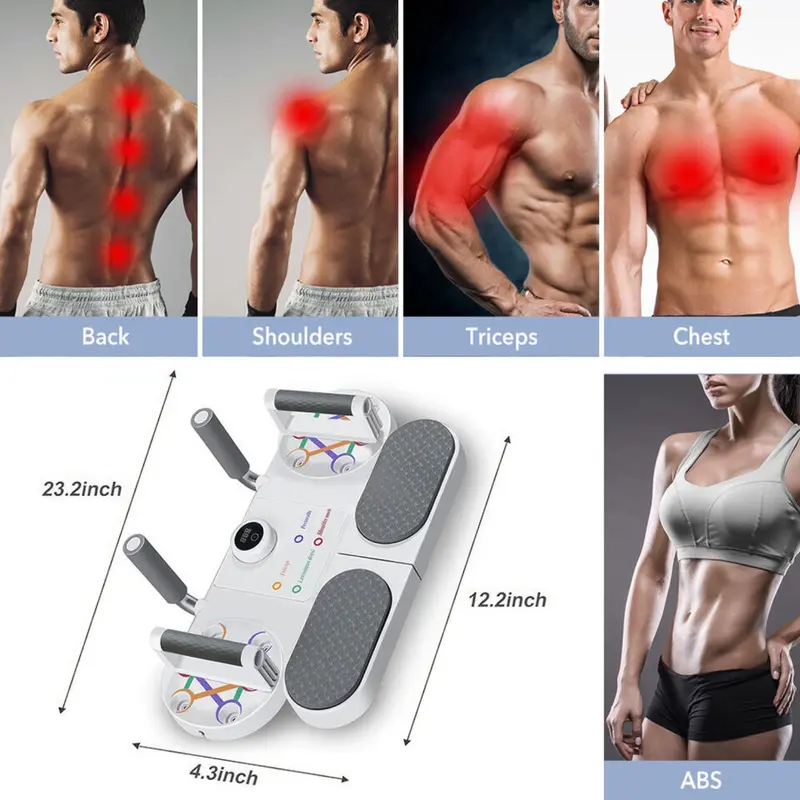 Digital Smart Push up Board, Plank Extension with resistance bands, 5 in 1 chest building fitness gear for home and outdoor exercise, Plank Training Board Anti Skid Portable Sturdy Push Up Bar Chest Core Training 2