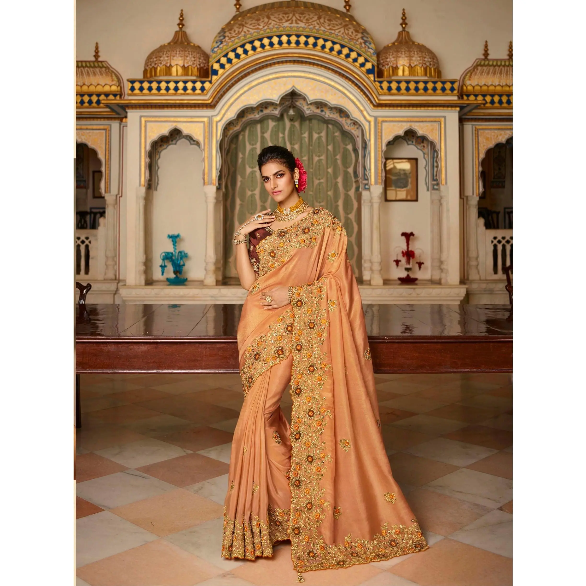 Embroidered Work Silk Designer Saree