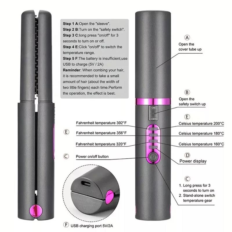2-in-1 Cordless Portable Hair Straightener & Curler – Wireless Styling Pocket straightener Lightweight Comfort 5