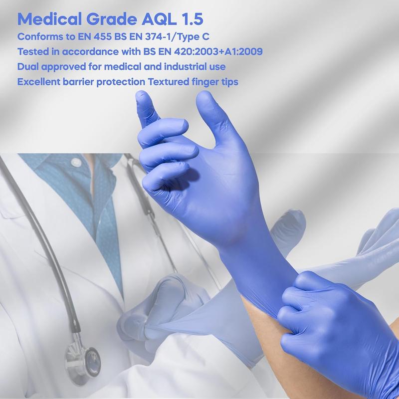 400X 4 Boxes Of 100 Gloves SuperTouch Super Strong Nitrile Gloves Disposable | Blue Surgical Gloves Powder & Latex Free Strong & Flexible Multi Sector Purpose Use Bulk All Sizes 3