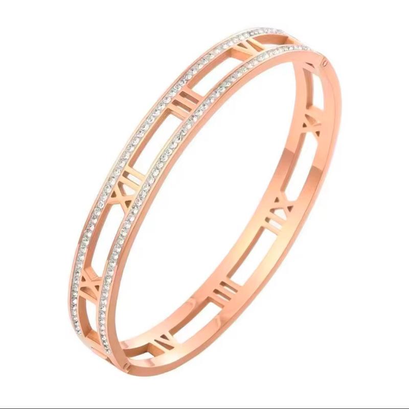 Demii Bangle roman numeral with diamanté gold silver 2