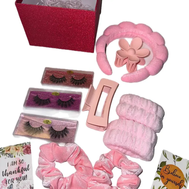 Self Pamper Beauty Box with Fake Eyelashes, Headbands, Scrunchies, Hair Clips and Handband - Best Christmas Hamper for Her - Gifts Skincare 3