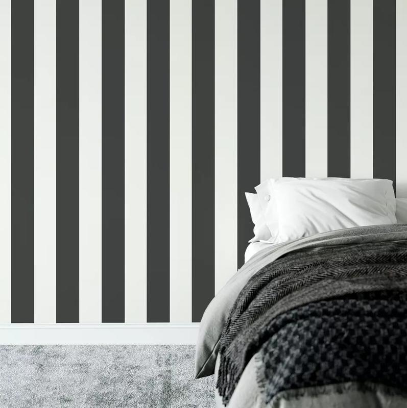 Charcoal Black and White Contrast Bold Lance Feature Stripes Wallpaper WD0082 1