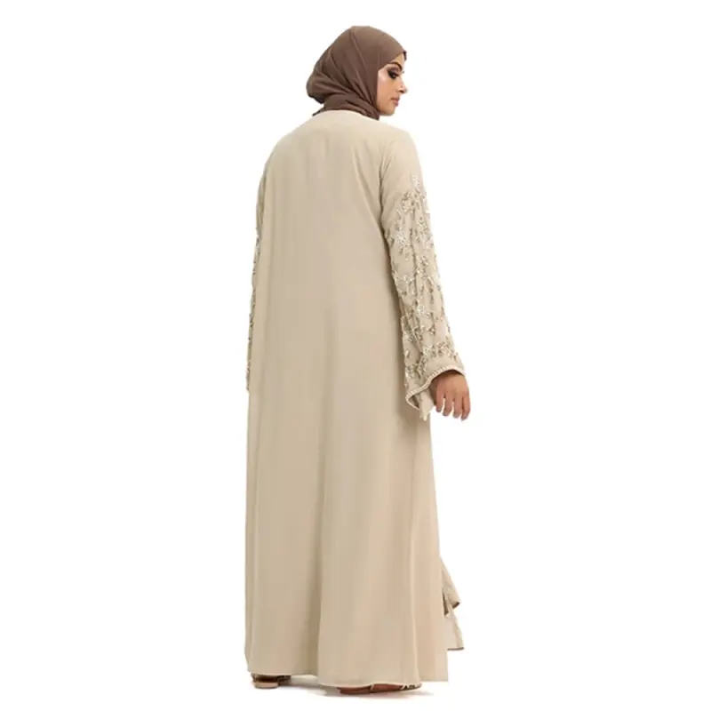 Hina Pearl Chiffon Biege Beaded Kimono 2