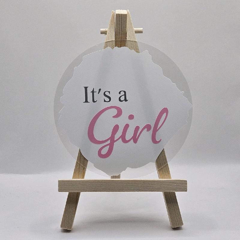 Personalized Baby Gender Sign - 10cm Round Acrylic Disc (Pink/Blue) - Decor 5