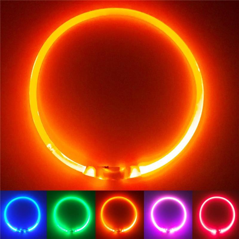Ultra Bright USB Rechargeable LED Dog Safety Collar - Perfect for Night Walks (Colour Name: Orange UltraBright) 2