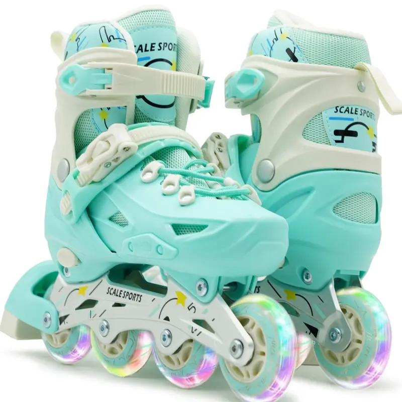 Scale Sports - Adjustuble Roller Skates with light up wheels for children and adults - Kids Inline Roller boots with storage bag for toddler, Roller blades for girls, boys, professional and beginner. 4