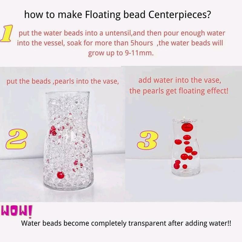 1000 Clear Water Beads Crystal Fast Growing Balls Expanding Vase Decoration Party - Festive Party Supplies flower 2