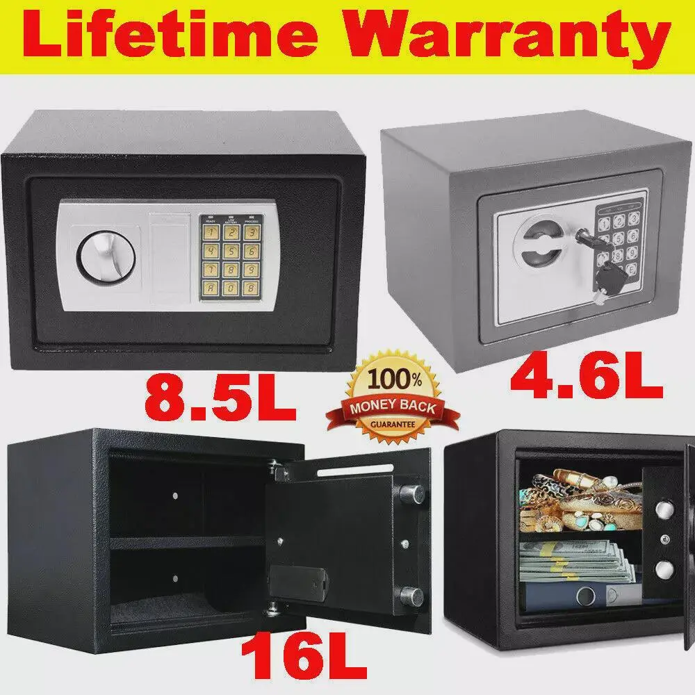 4.6L/8.5L/16L Safes for Home+ 2 Manual Override Keys,Security Safe Cash Box with Double Digital Keypad&Safety Key Lock Cabinet DIGITAL STEEL SAFE ELECTRONIC SECURITY HOME OFFICE MONEY CASH SAFETY BOX