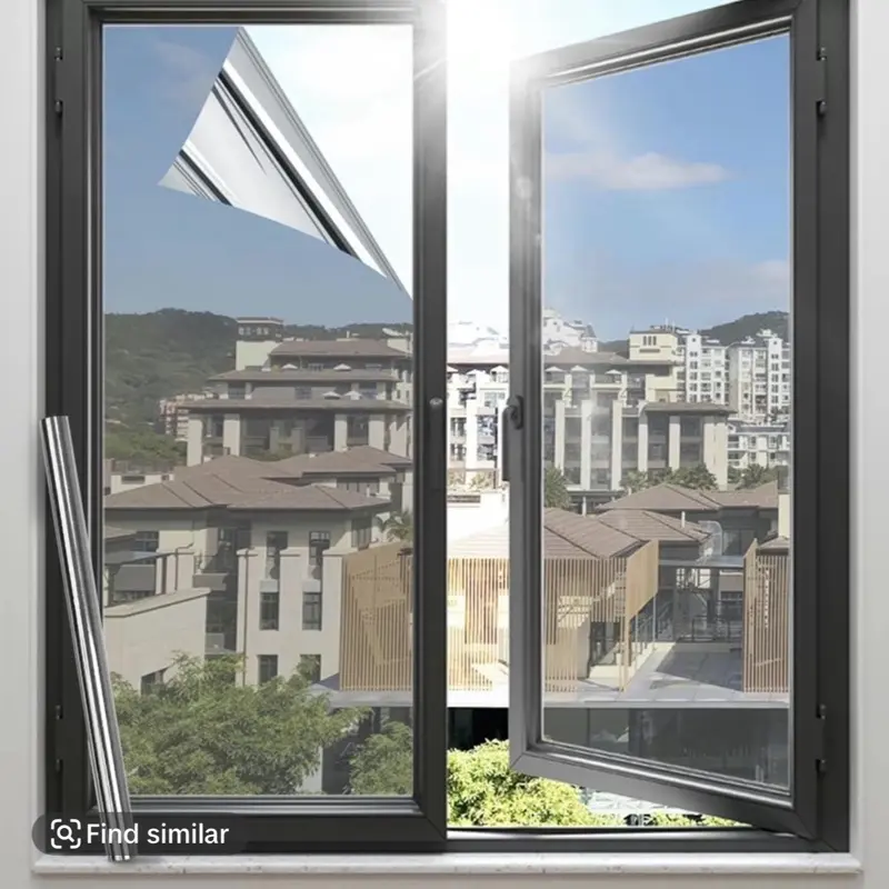 One Way Mirror Window Film Reflective Home Privacy Solar Tint Foil Glass Sticker, 60x400cm and 76x400cm 1