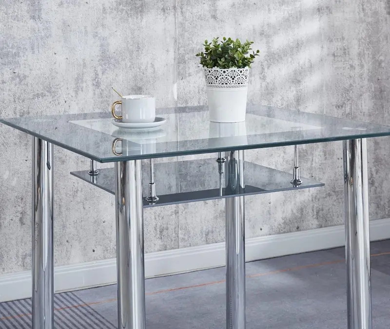 Modernique Compact Tempered Glass Table with 4 Chairs Set Available in Black & Grey 6