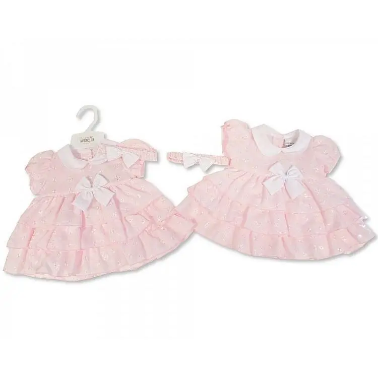 Pink Layered Bow Dress & Headband Set